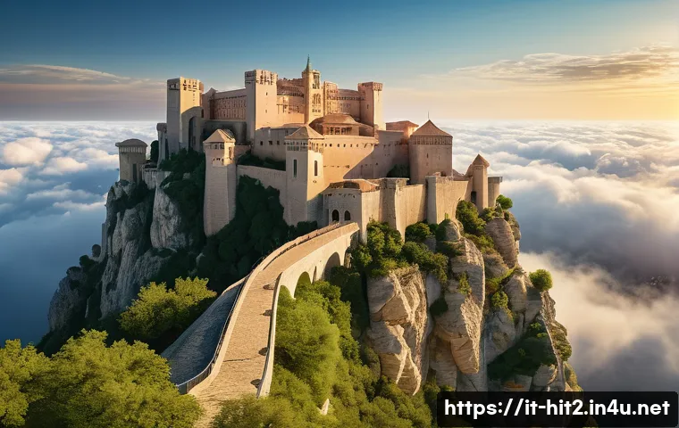 히트2 신규 업데이트 정보 - A breathtaking panoramic view of the 'Cittadella Sospesa' (Suspended Citadel), a majestic fantasy ci...