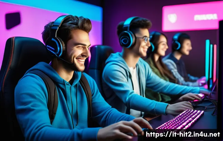 히트2 길드 매칭 시스템 - **Prompt:** A vibrant and diverse group of gamers, ages ranging from teens to adults, happily connec...