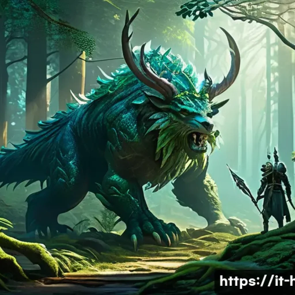 히트2 희귀 아이템 드랍 위치 - A detailed fantasy forest scene inspired by Eldoria Forest, featuring medium-high level monsters and...