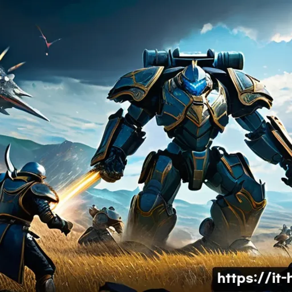 히트2 길드전 필승법 - A dynamic battle scene featuring a well-balanced fantasy guild team in the midst of combat: a sturdy...