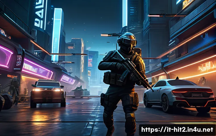히트2 유저 리뷰 모음 - A dynamic mobile game combat scene showcasing fluid and precise controls: a futuristic urban battlef...