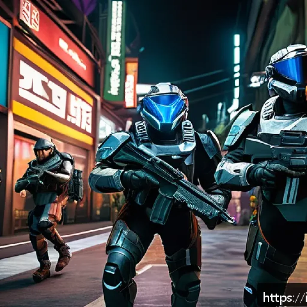 히트2 유저 플레이 후기 - A dynamic team battle scene from a futuristic multiplayer game, featuring diverse characters in deta...