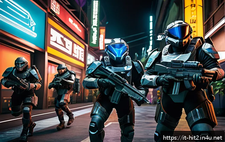 히트2 유저 플레이 후기 - A dynamic team battle scene from a futuristic multiplayer game, featuring diverse characters in deta...