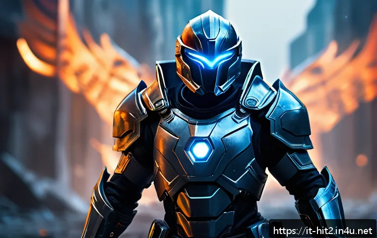 히트2 스킬 콤보 연구 - A dynamic fantasy battle scene showcasing a strategic hero in sleek, futuristic armor combining offe...