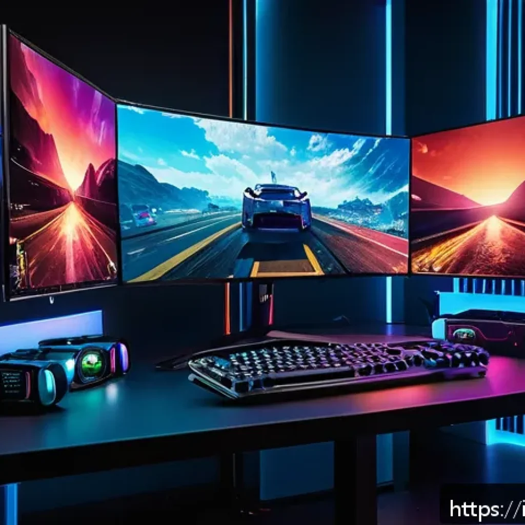 히트2 개발자 코멘터리 - A high-tech gaming setup showcasing the new Hit 2 game engine in action: a sleek, modern gaming PC w...